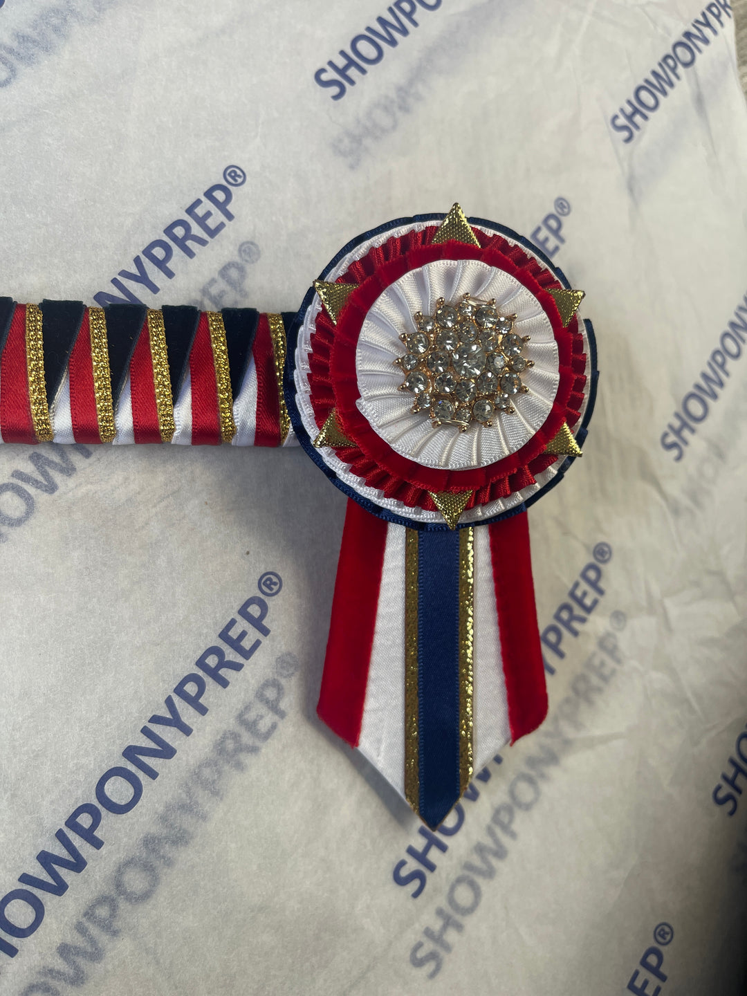15.5" Red, Navy & Gold Browband