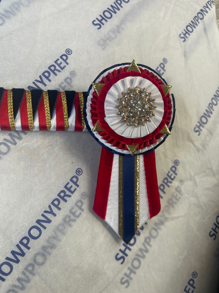 15.5" Red, Navy & Gold Browband