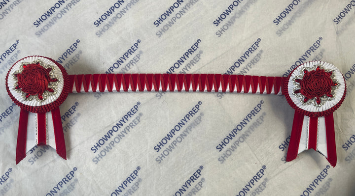 17.5" Red & White Browband
