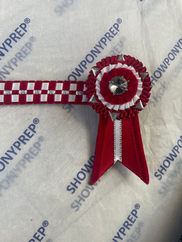 17.5" Red & White Checkerboard Browband