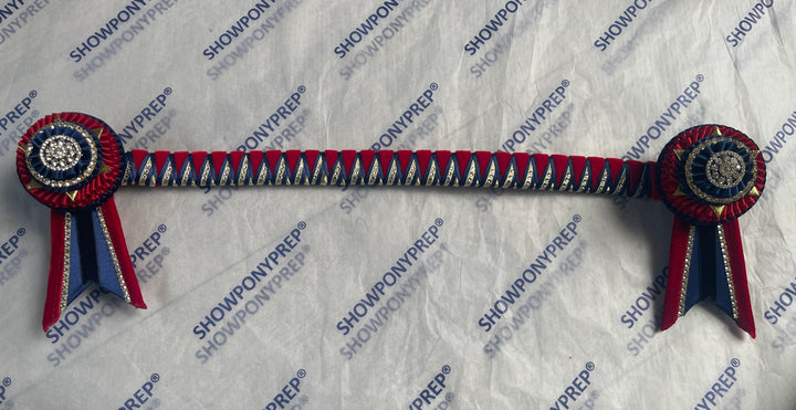 17.5" Red, Navy & Gold Browband