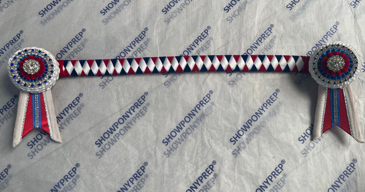 17.5" Red, Blue & White Diamond Browband