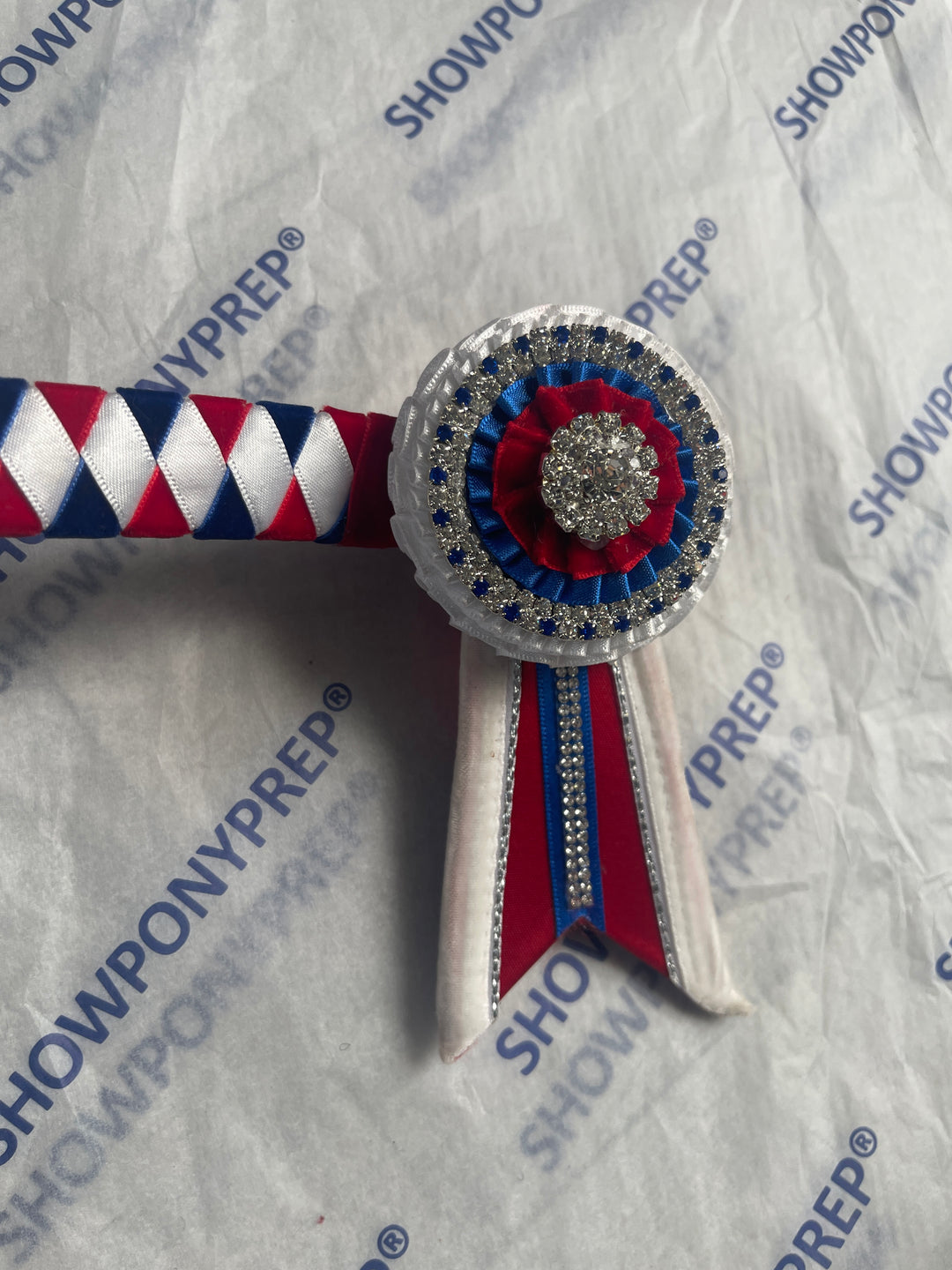 17.5" Red, Blue & White Diamond Browband