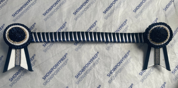 17" Navy, White & Gold Browband