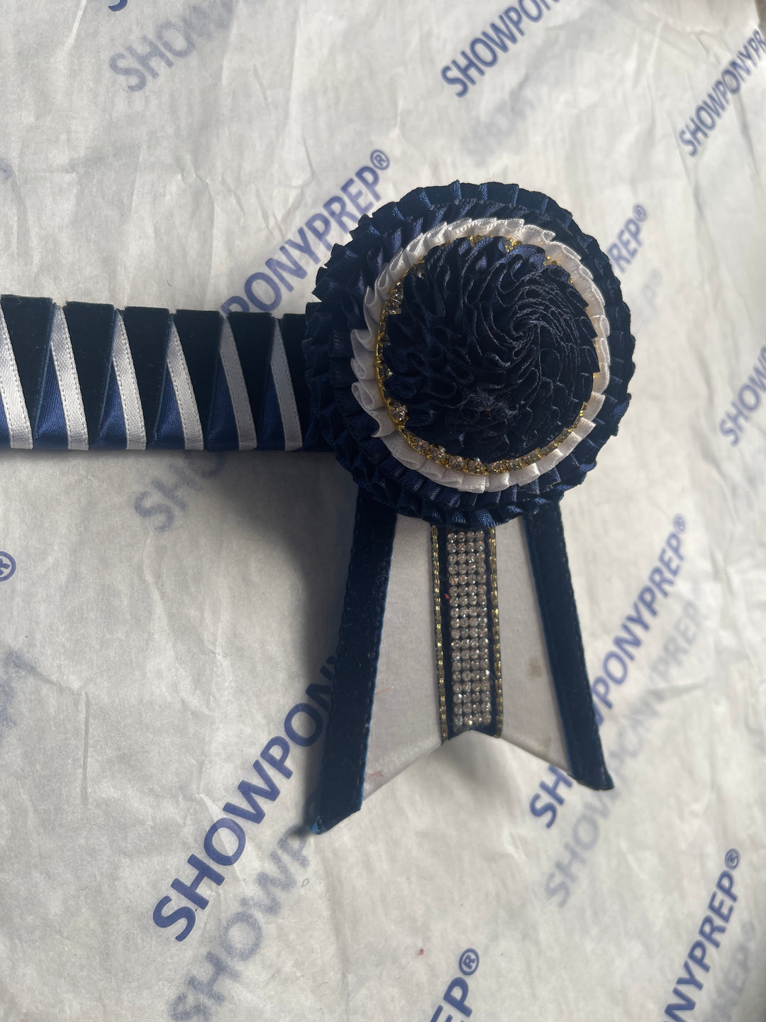 17" Navy, White & Gold Browband