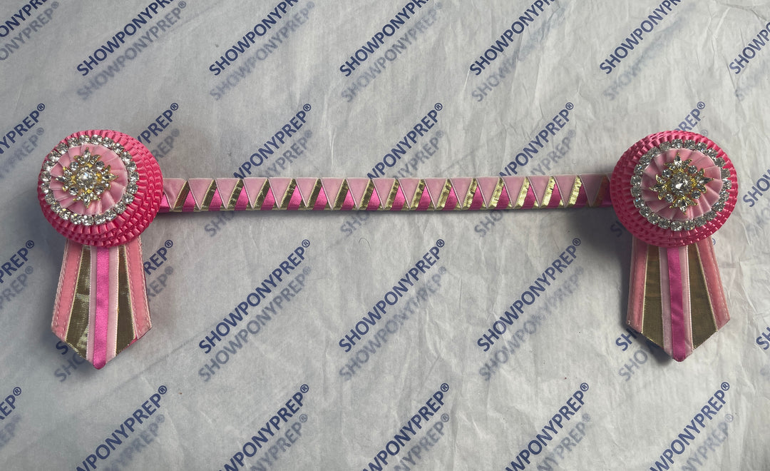 16" Pink & Gold Browband