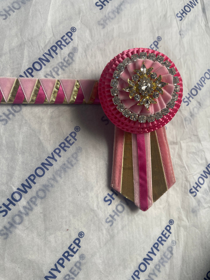 16" Pink & Gold Browband