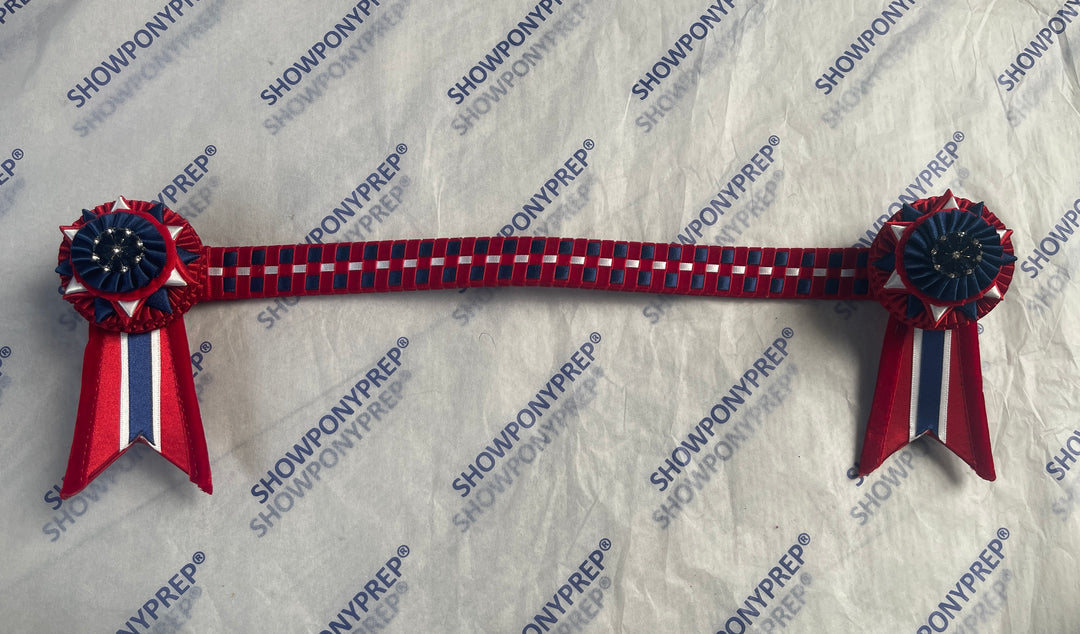 16" Red, Navy & White Browband