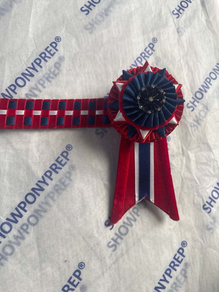 16" Red, Navy & White Browband