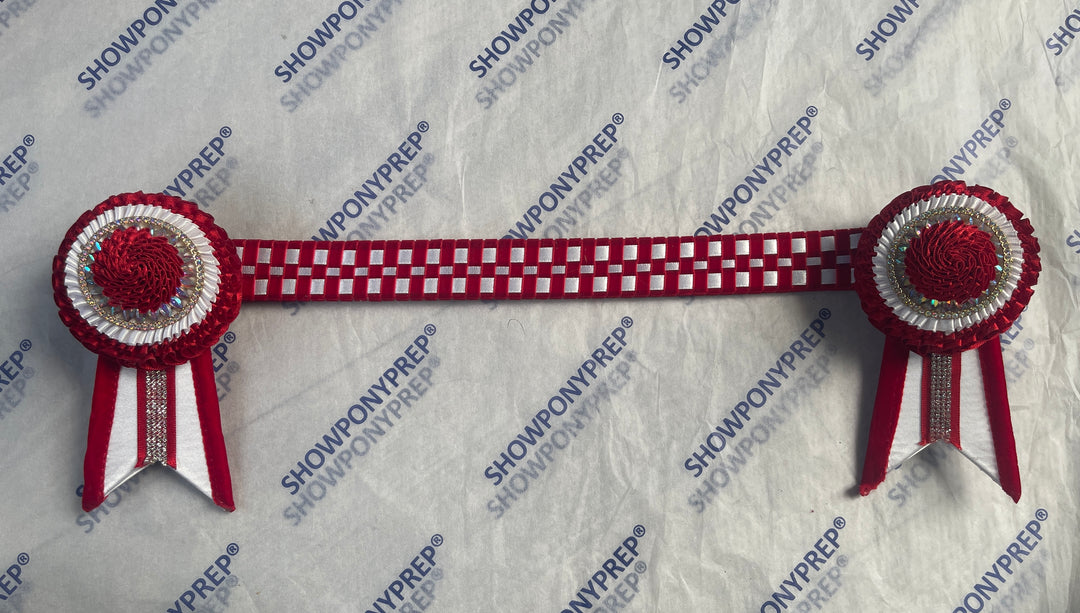 16" Red & White Check Browband