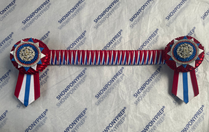 16" Red, Blue & White Browband