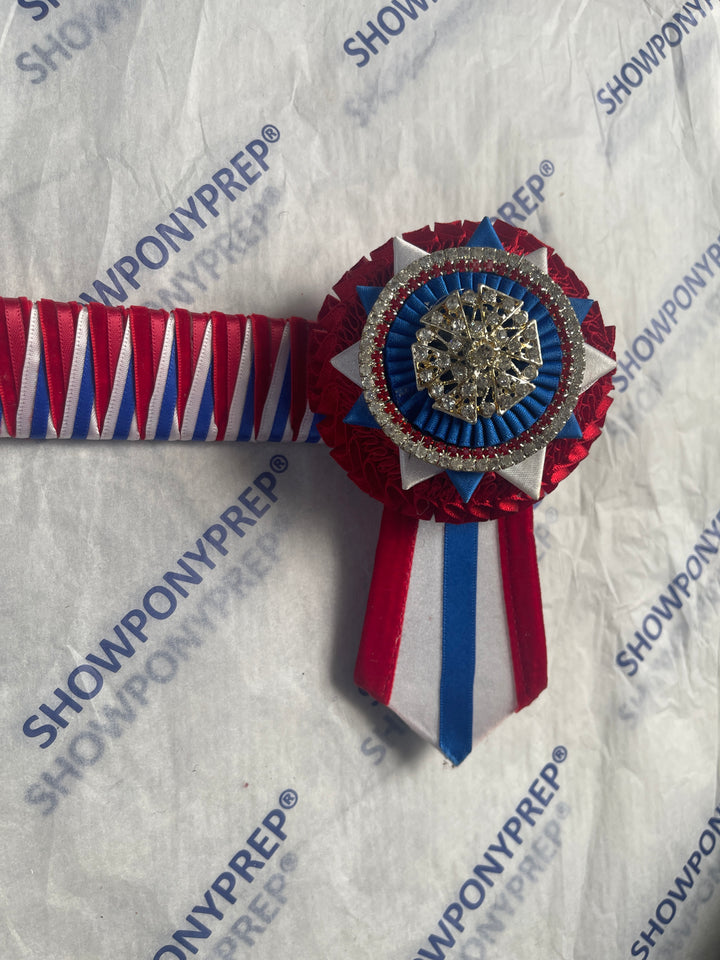 16" Red, Blue & White Browband