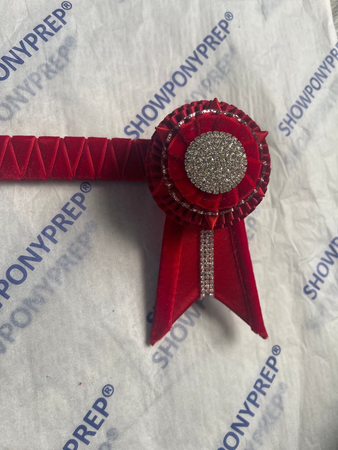 16" Red Diamonte Browband