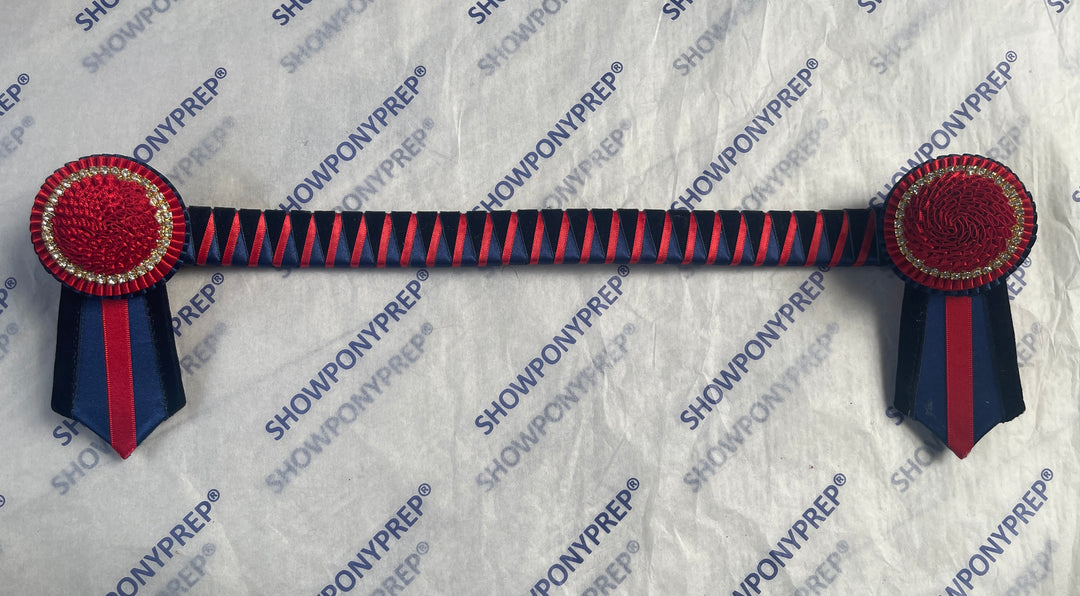 16" Navy, Red & Black Browband