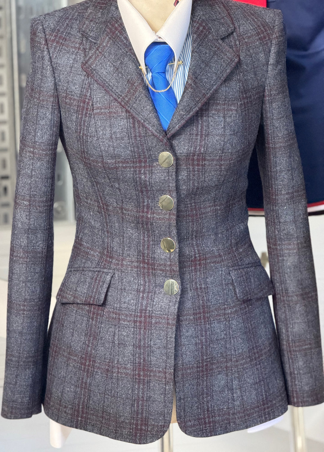 IN STOCK: Princess Cut Navy Tweed with Red Check & Gold Buttons