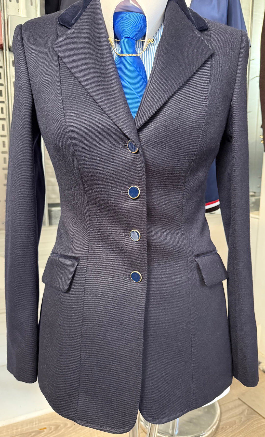 IN STOCK: NAVY TWILL WOOL PRINCESS CUT JACKET