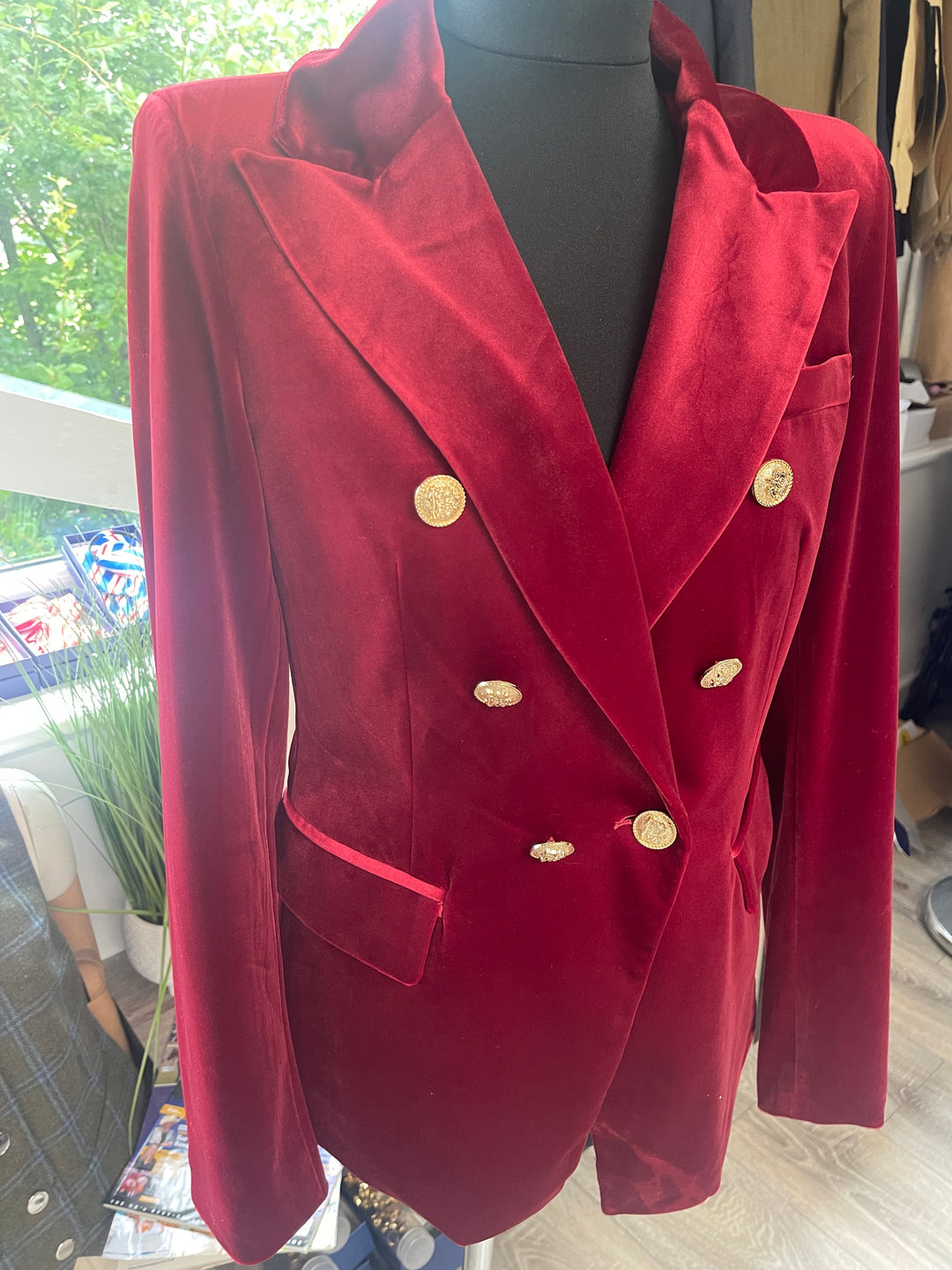SALE: RUBY RED VELVET BLAZER