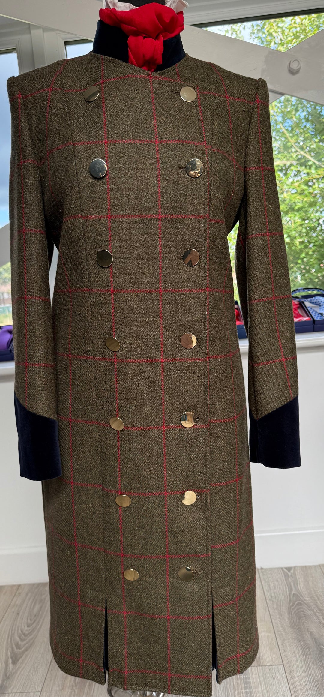DRESS COAT WITH RED CHECK