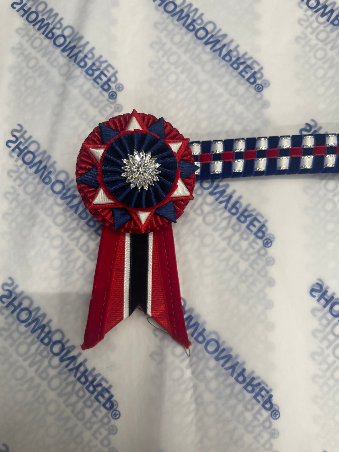 13" Red, Navy and White Browband