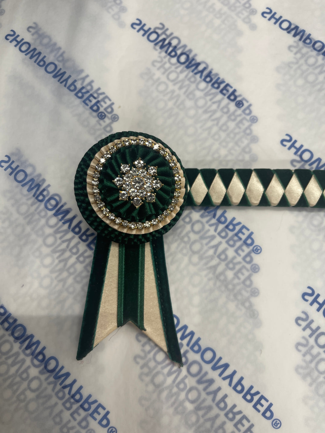 13" Green and Cream Browband