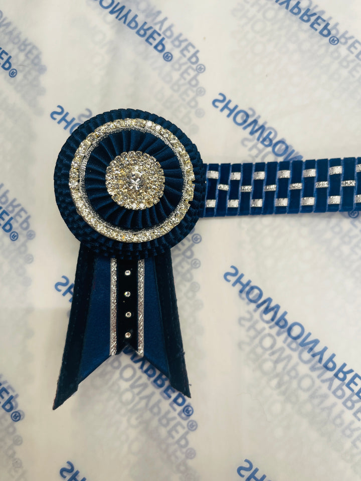 13" Navy and Silver Browband