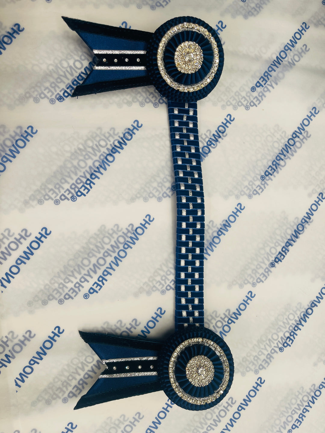 13" Navy and Silver Browband