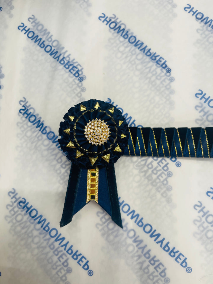 13" Navy and Gold Browband