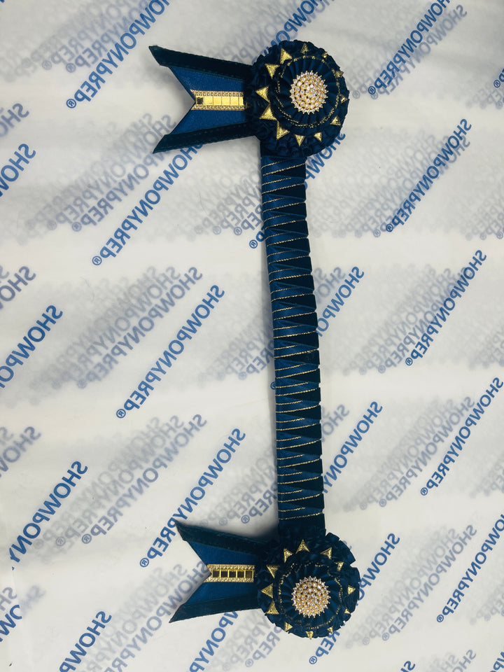 13" Navy and Gold Browband