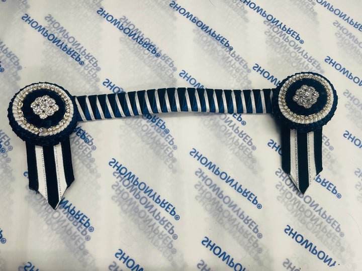 13" Navy and White Browband