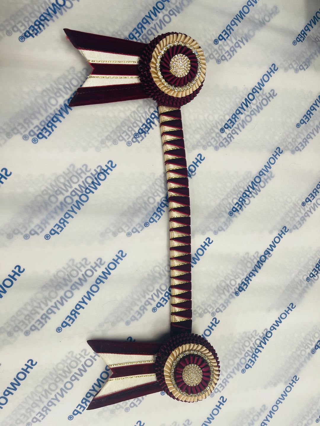 13" Burgundy and Cream Browband