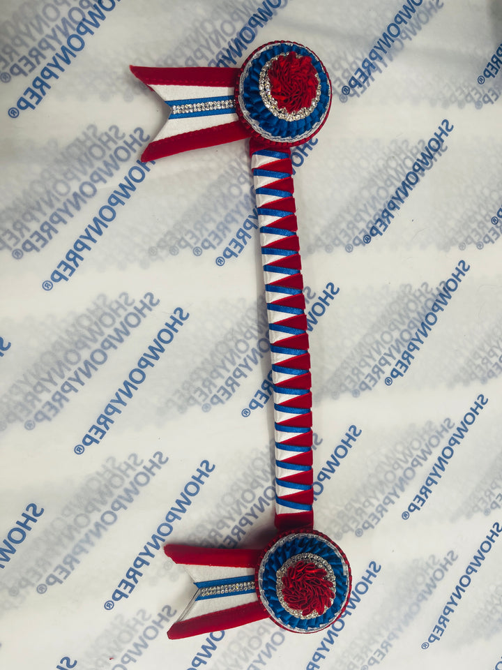 12.5" Blue, Red and White Browband