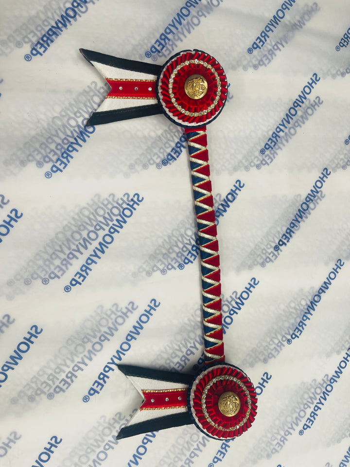 12.5" Navy, Red and White Browband