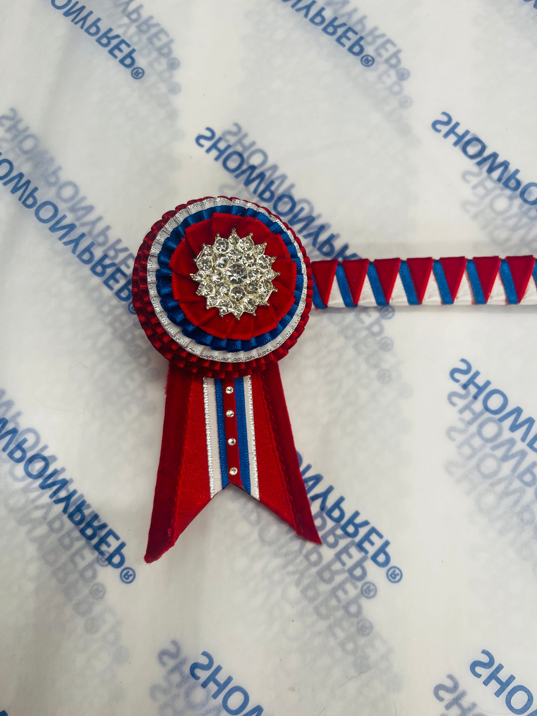 12" Blue, Red and White Browband