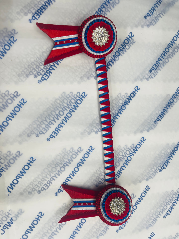 12" Blue, Red and White Browband