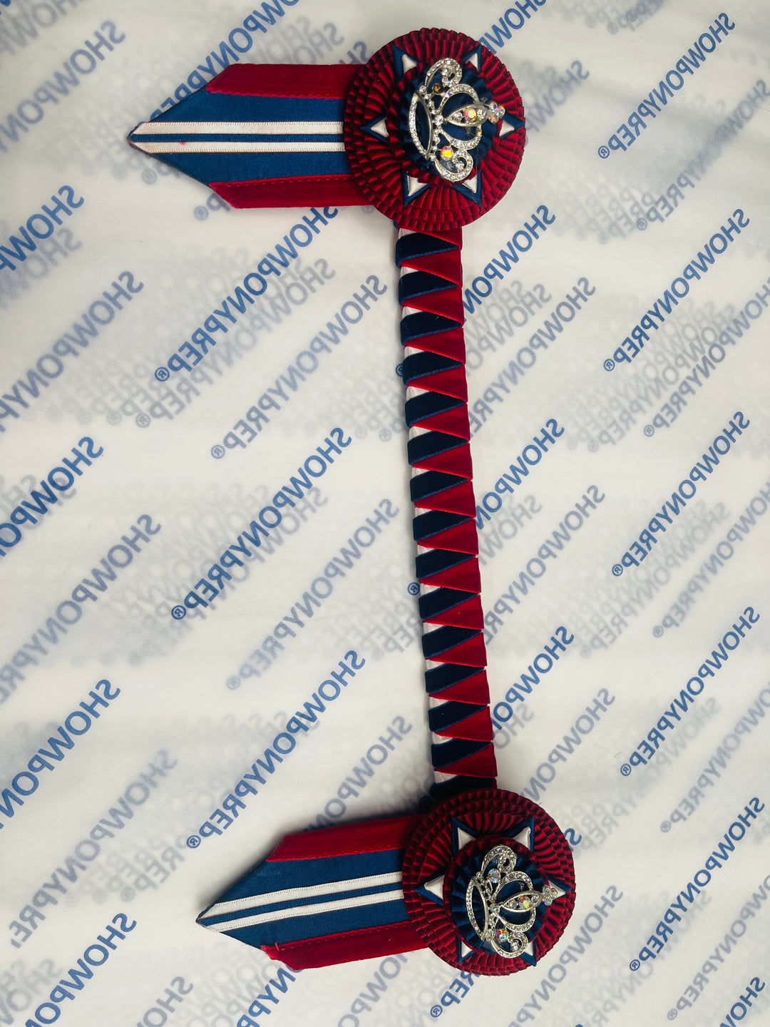 13" Navy, Red and White Browband