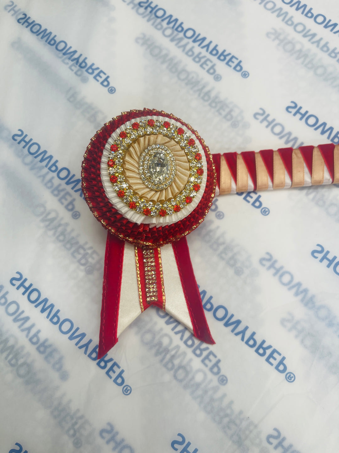 13.5" Red, Vintage Cream and White Browband