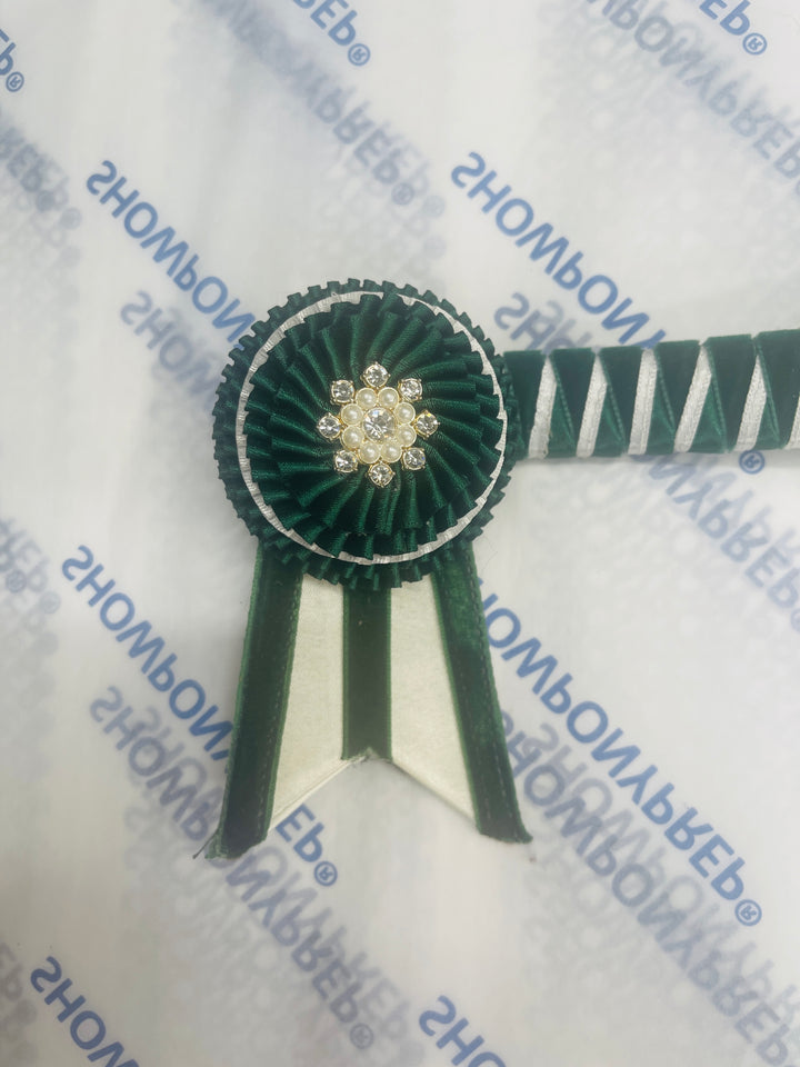 13.5" Green and White Browband
