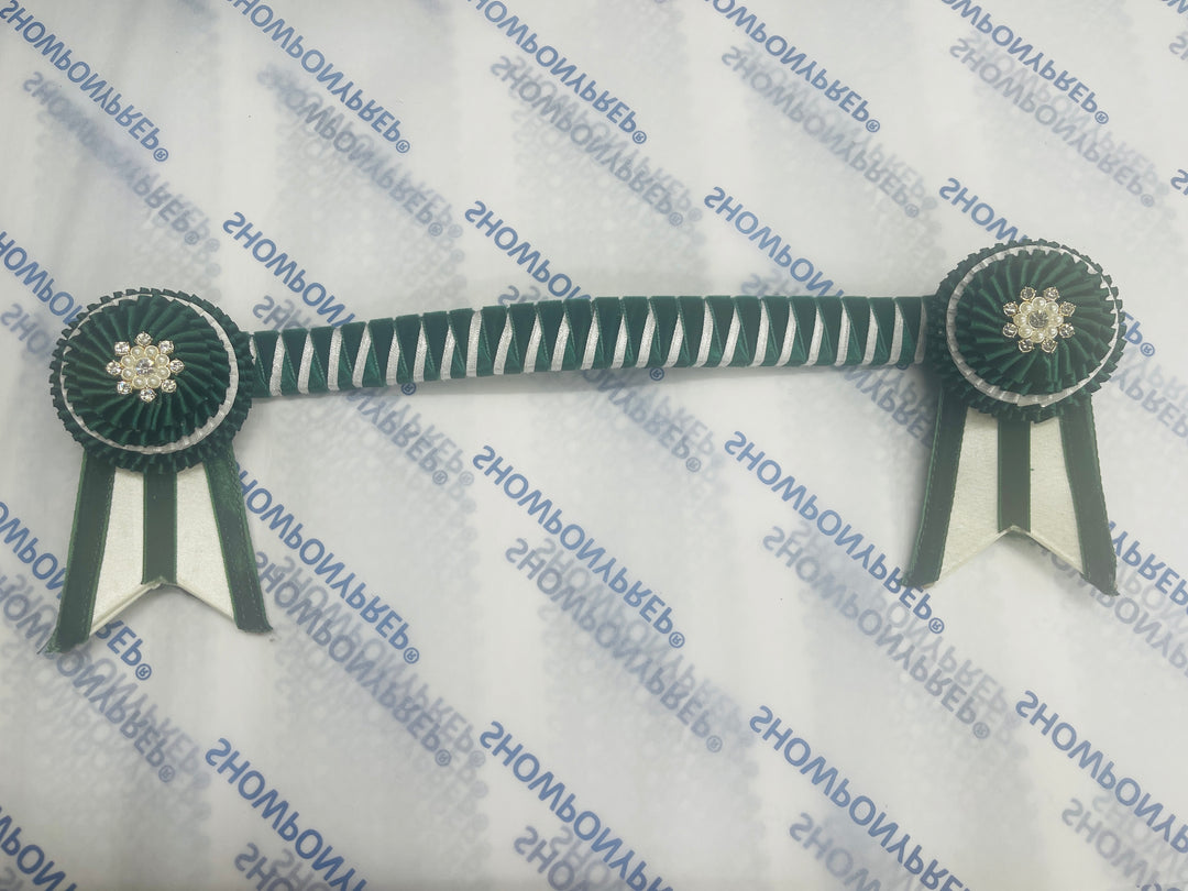 13.5" Green and White Browband