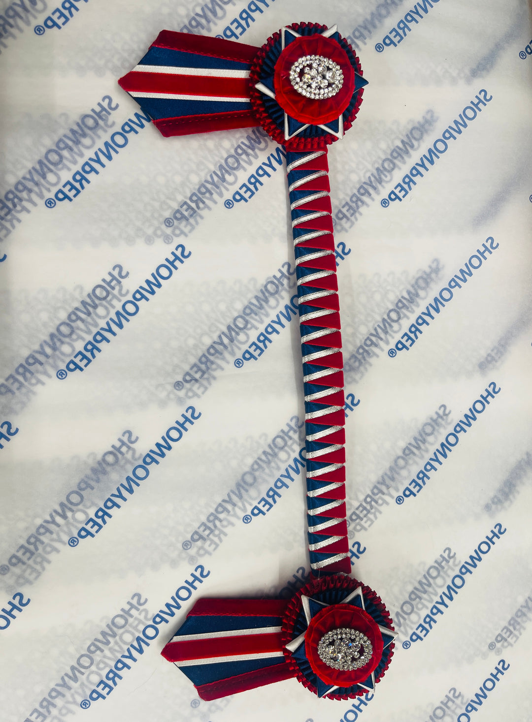 13.5" Red, White and Navy Browband