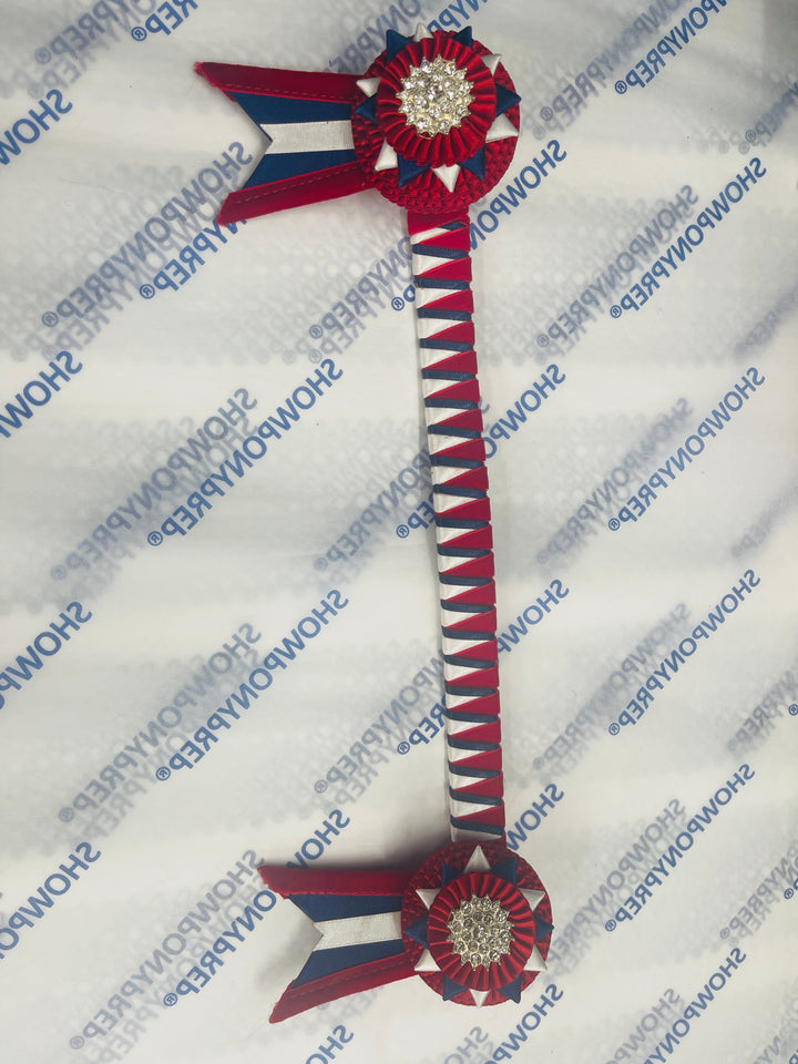 13.5" Red, White and Navy Browband