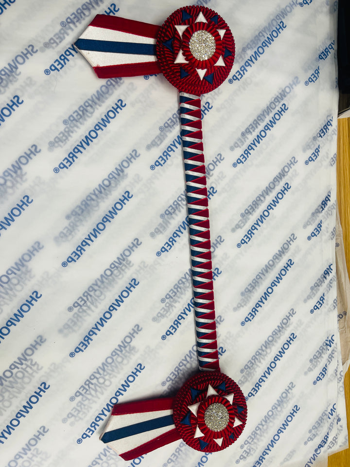 17" Red, Navy and White Browband