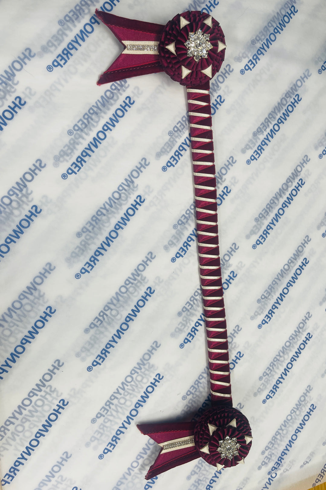 16.5" Burgundy and Vintage Cream Browband