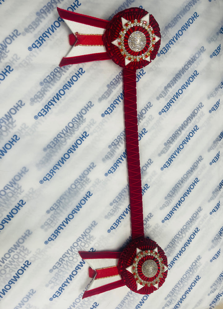 16" Red and White Browband