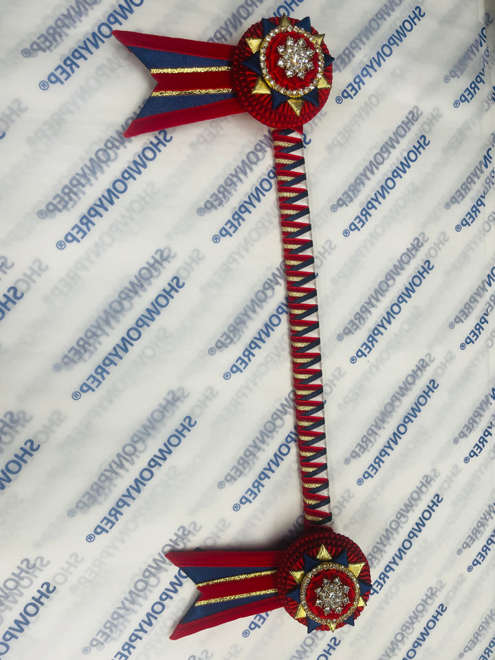 15" Red, White, Navy and Gold Browband