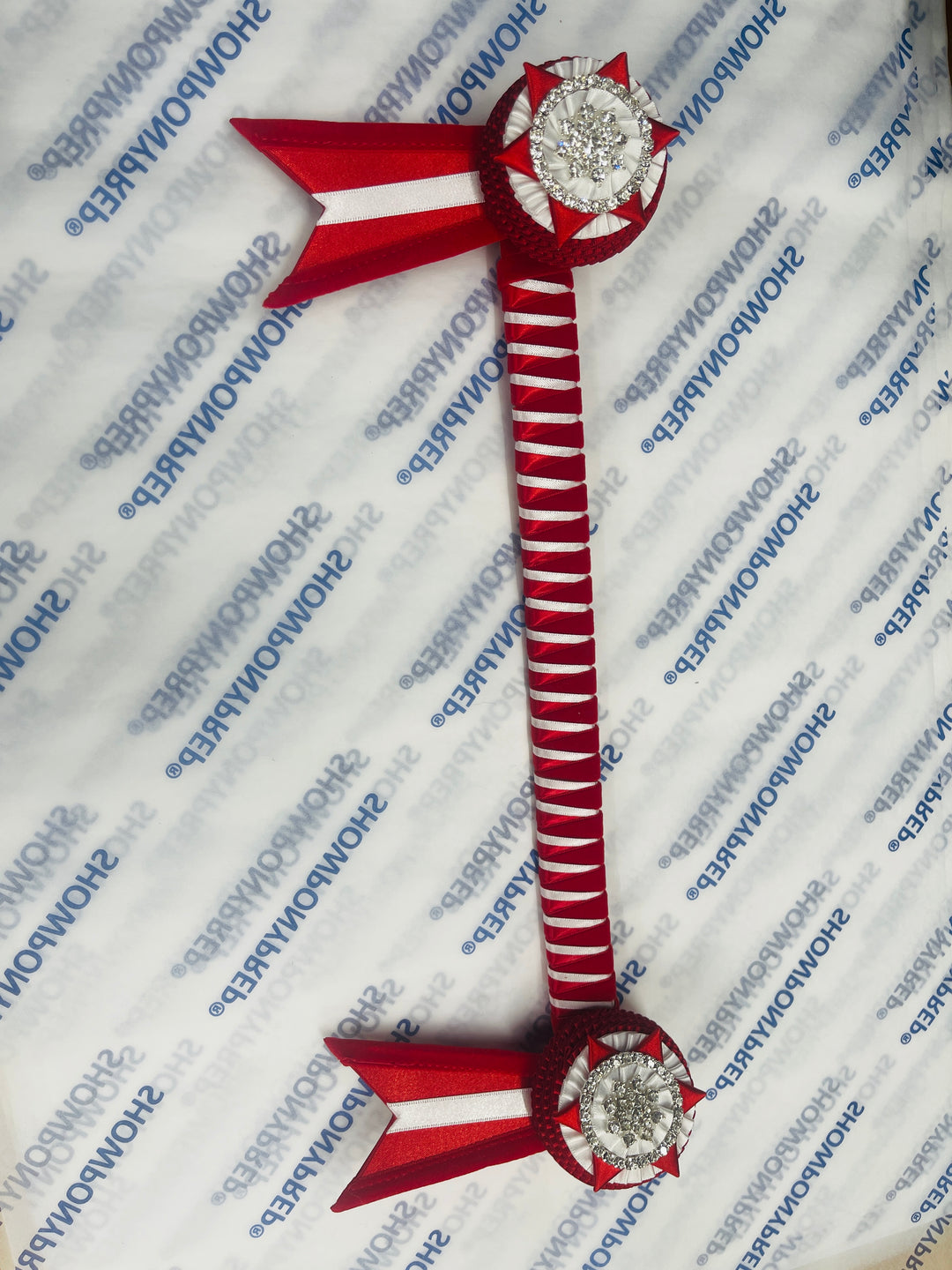15" Red and White Browband