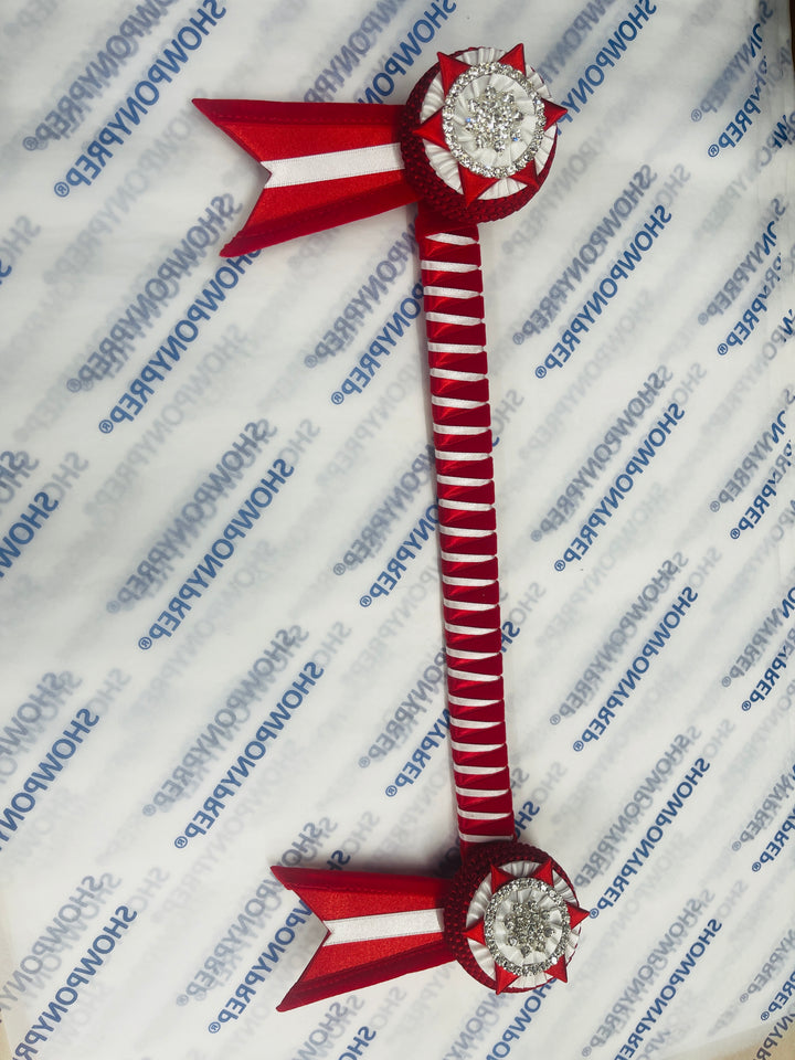 15" Red and White Browband
