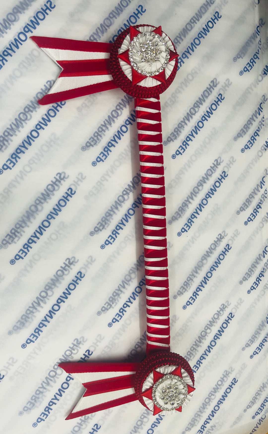 15" Red and White Browband