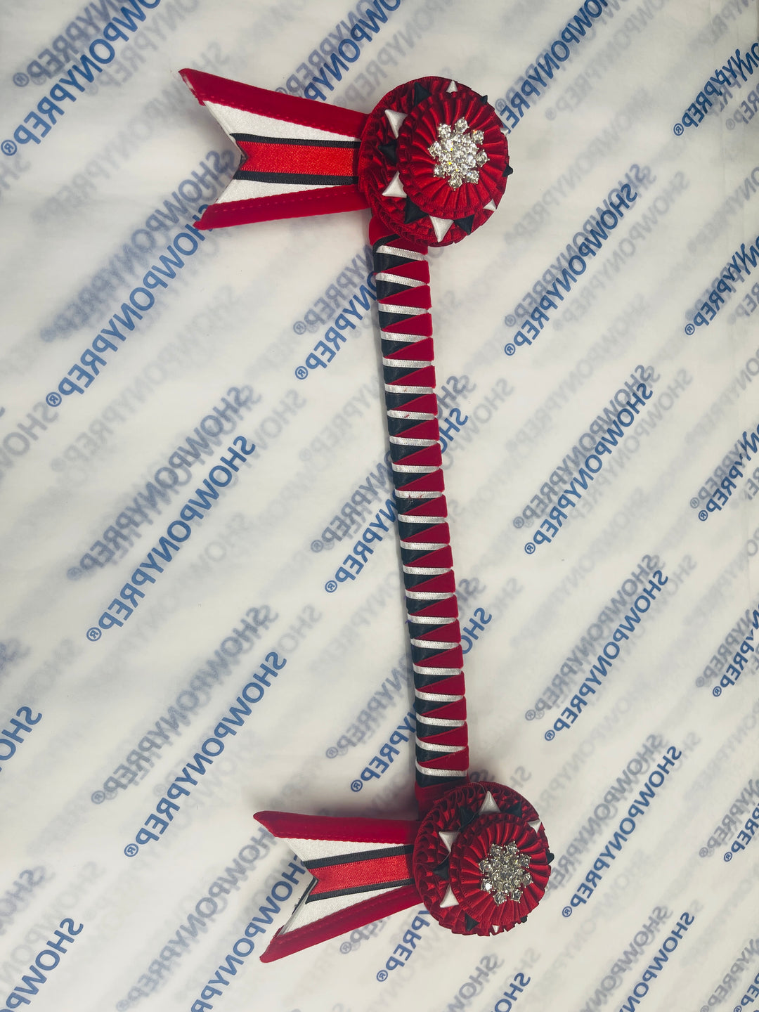 13" Red, White & Black Browband