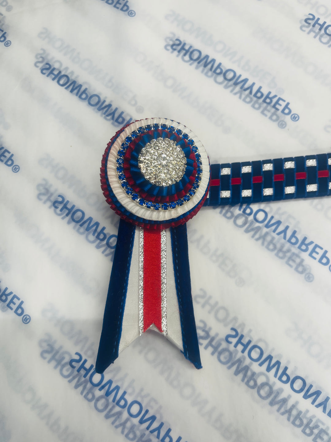 15" Red, Royal Blue & White Browband