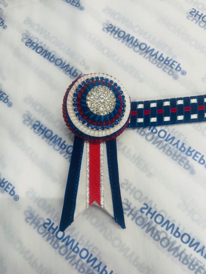 15" Red, Royal Blue & White Browband